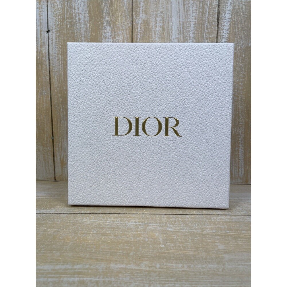 DIOR White Pebble Textured w/gold Cap Letters Gift Box Only-Empty 8.5 x 8.5 x 4